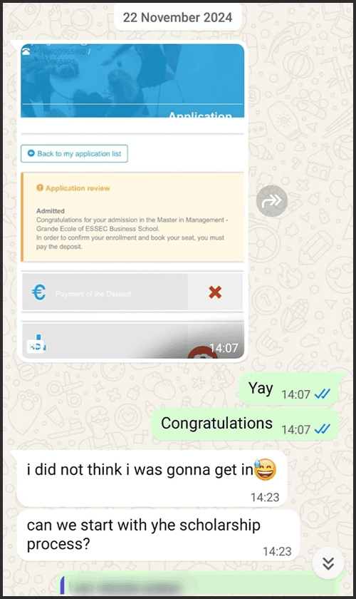 Admission success story 17