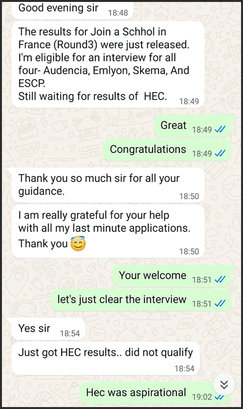 Admission success story 18