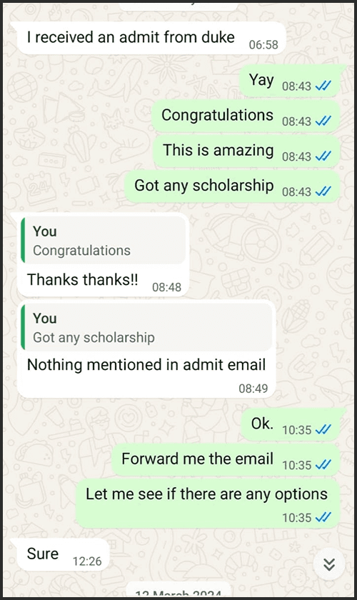 Admission success story 19